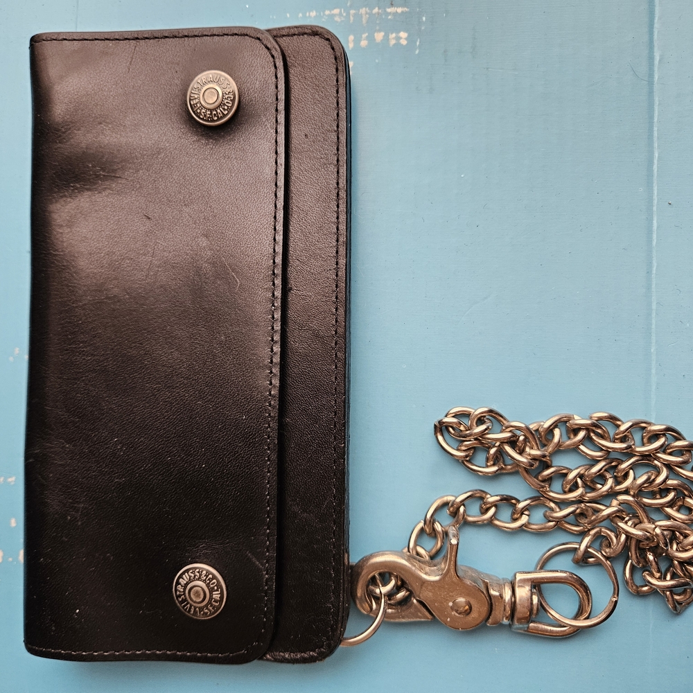 Vintage Levi Strauss & Co Black Leather Chain Wallet